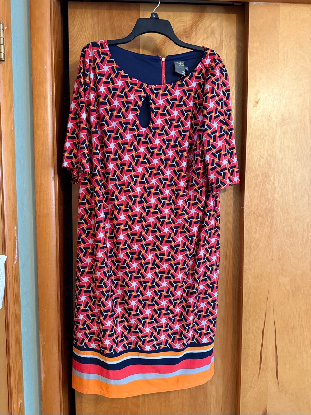 Vince Camuto Multicolor Geometric Midi Shift Dress